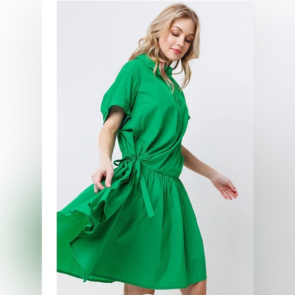 Kellie - short sleeve button up fit and flare dress - Picture 2 of 2